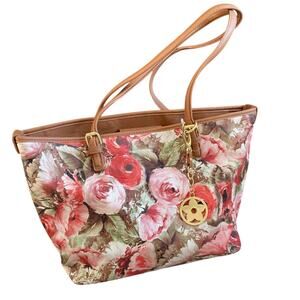 Bueno purse cottage core shoulder bag romantic floral pebbled faux leather tote